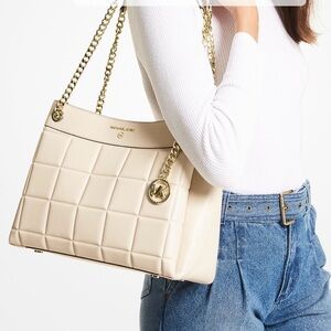 Michael Kors Beige Quilted Shoulder Bag